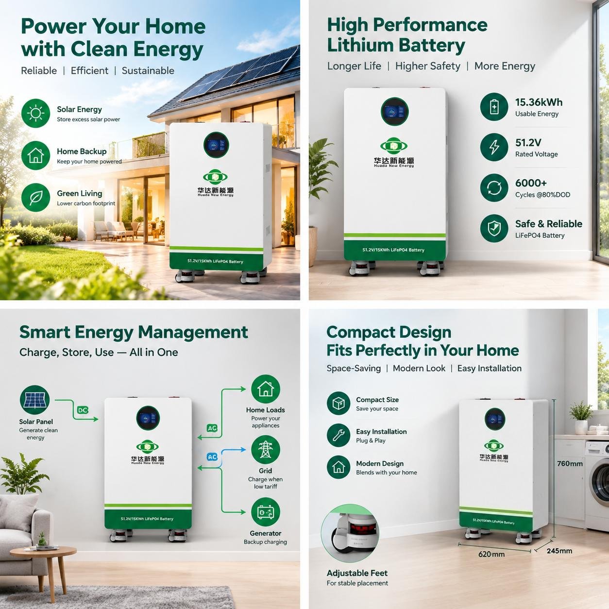 Bateria de Armazenamento de Energia Residencial de 15kWh