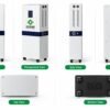 Multiple views of HUDA all-in-one home battery series with built-in inverter