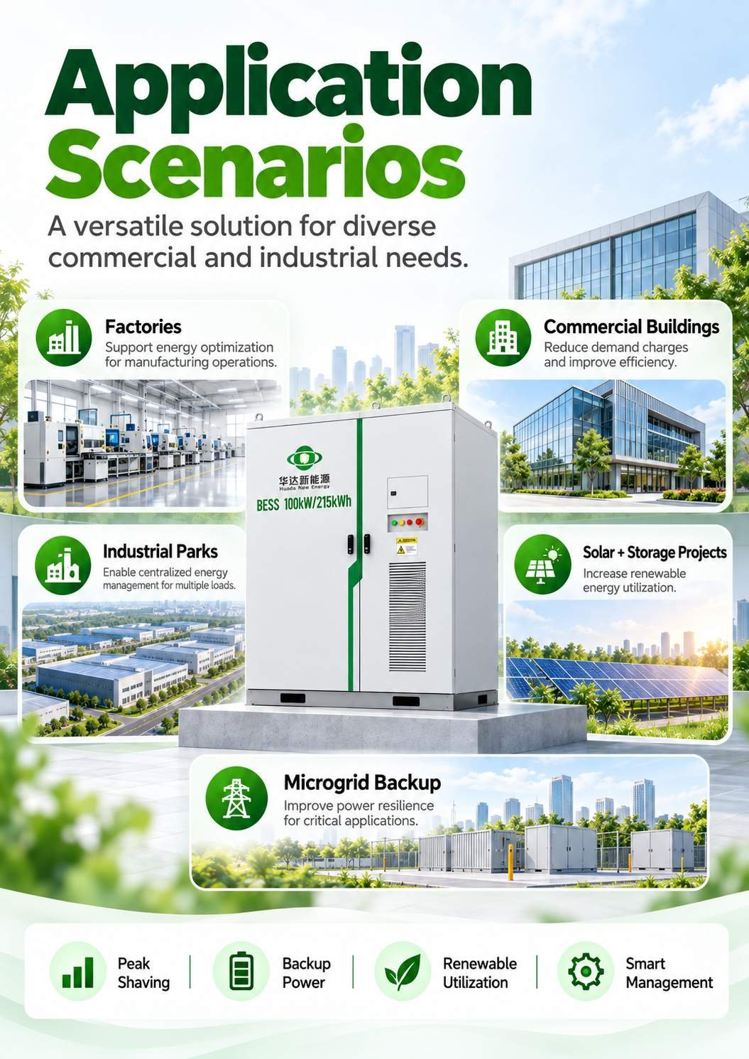 H098 Anwendungsszenarien - Fabriken, Einkaufszentren, EV-Ladeparks, gewerbliche Dach-Solaranlagen